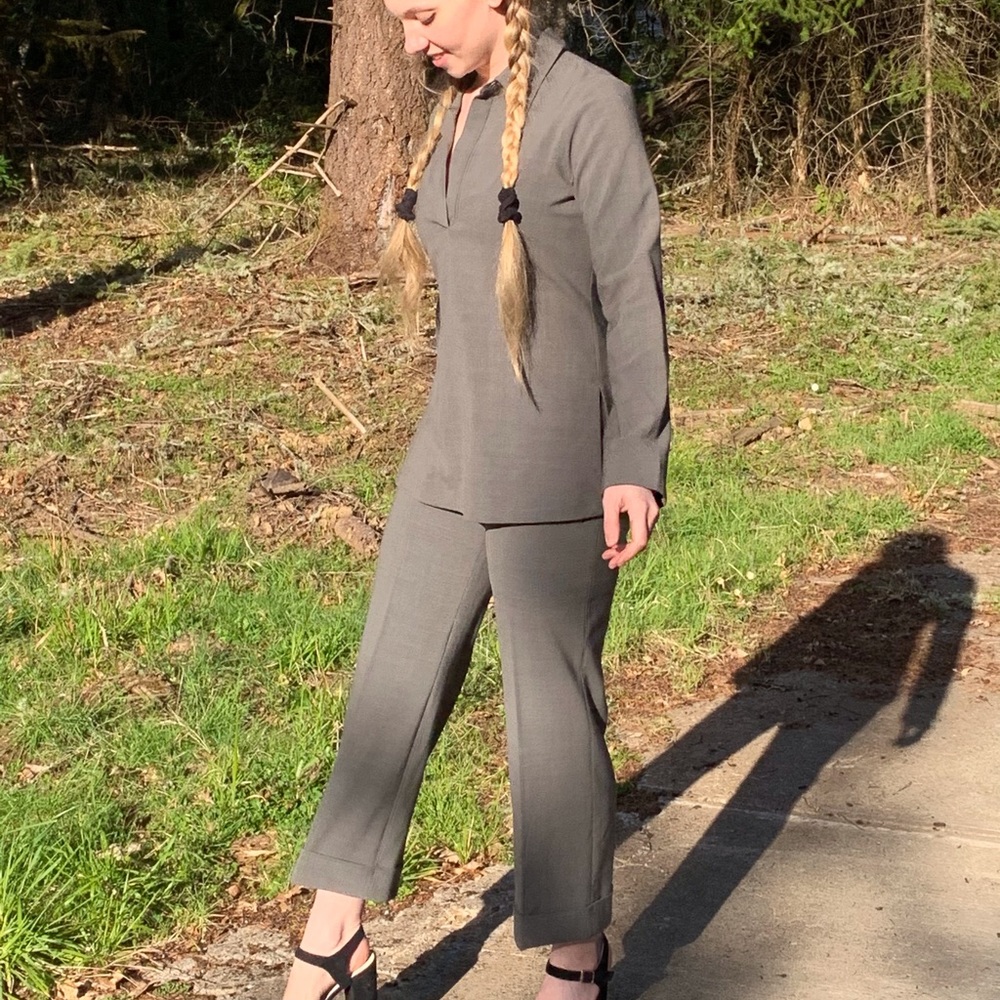 Theory Grey Pantsuit Lycra/Wool Pant & Jacket M 8 - Picture 12 of 16